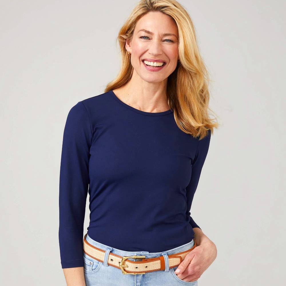 J McLaughlin Signature Crewneck jersey tee sz M in Navy